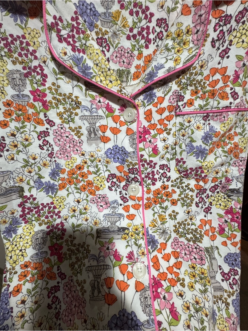 BedHead Women’s Floral Pajama Set - White with Pink, Orange, Purple & Green - Picture 5 of 8